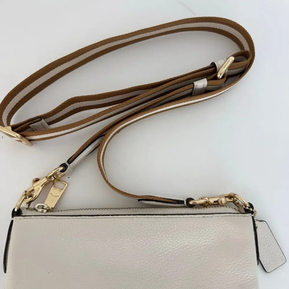 Coach Jes Horse and Carriage Logo Slim Crossbody Bag Leather Chalk 1897